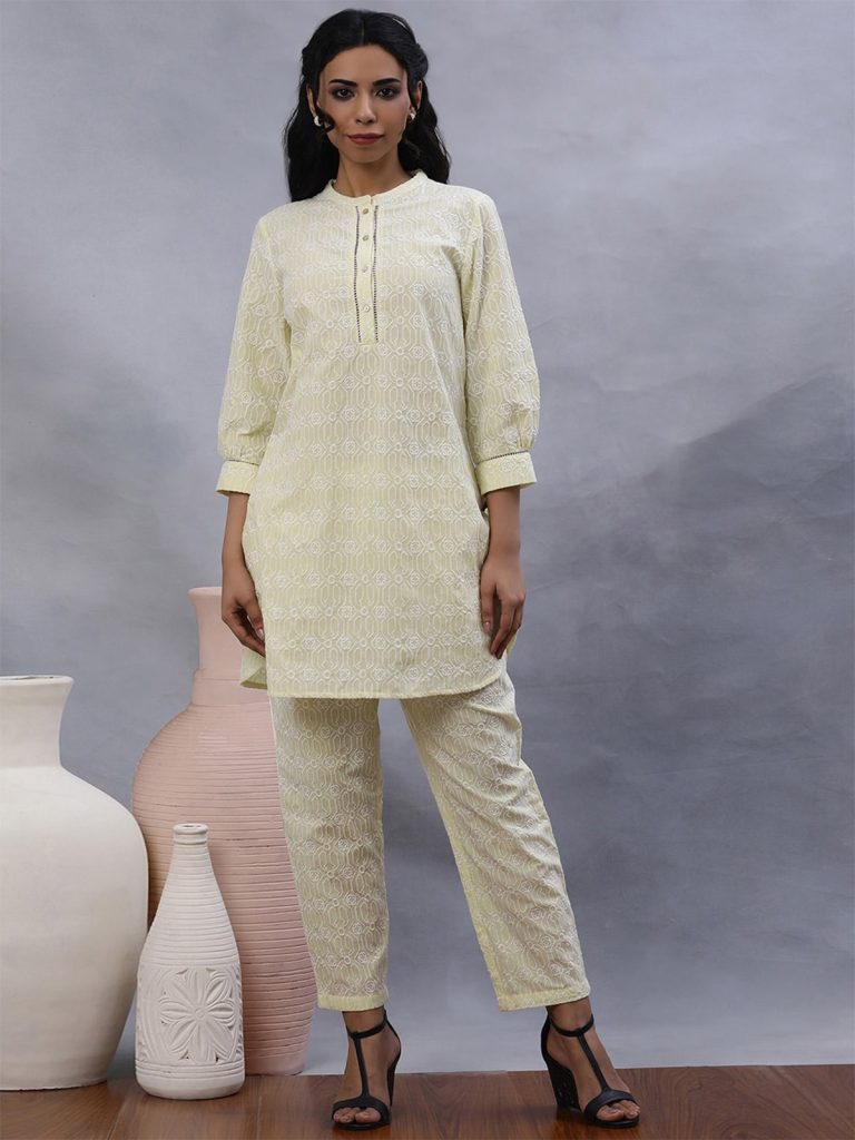 Simple Cotton Chikankari Coord Set for Holi