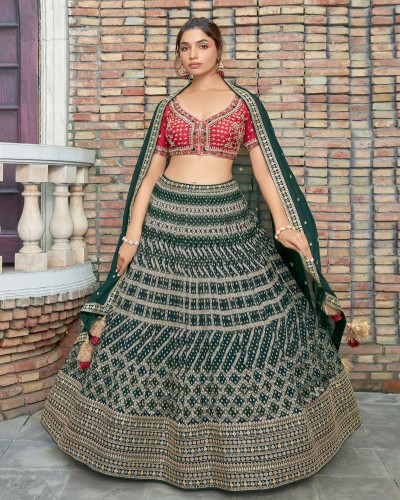 Cape-Style Dupatta Drape on bridal lehenga