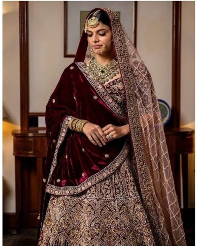 Double Dupatta draping on lehenga for bride