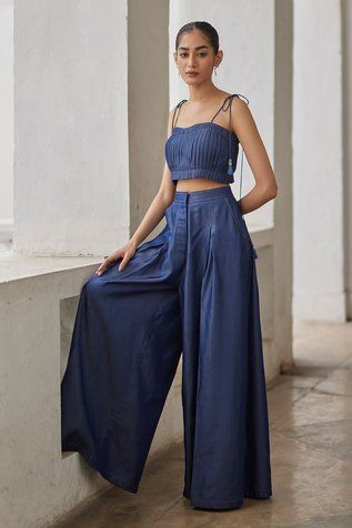 Plain cotton linen Crop and Flared Pants Holi Outfit