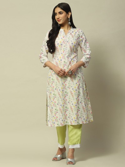 Minimal Embroidery v-neck kurtis 2024