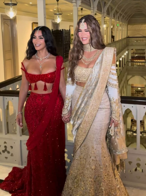 Kim Kardashian in Red Lehenga Choli