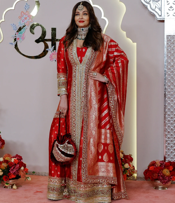 Aishwarya Rai in Red Traditional Suit