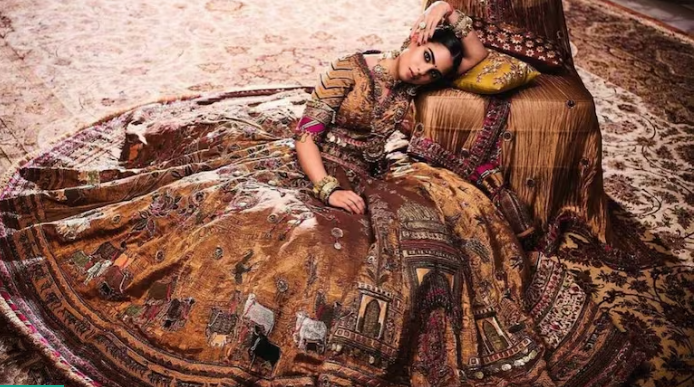 Isha Ambani’s Figure Motifs Lehenga in Gold