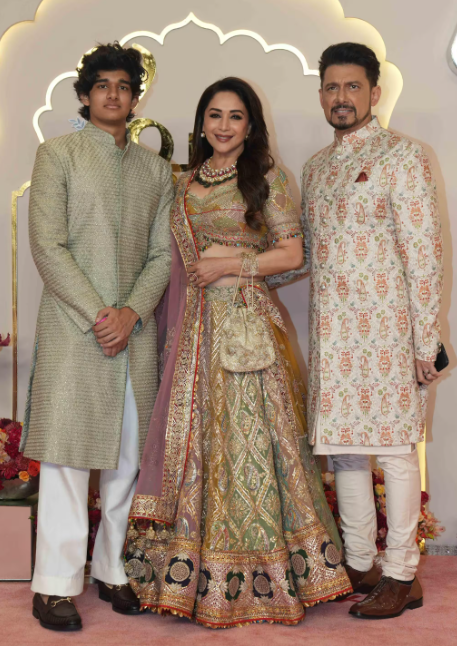 Madhuri Dixit’s Multi colored Kalidar Lehenga for Anat’s Wedding