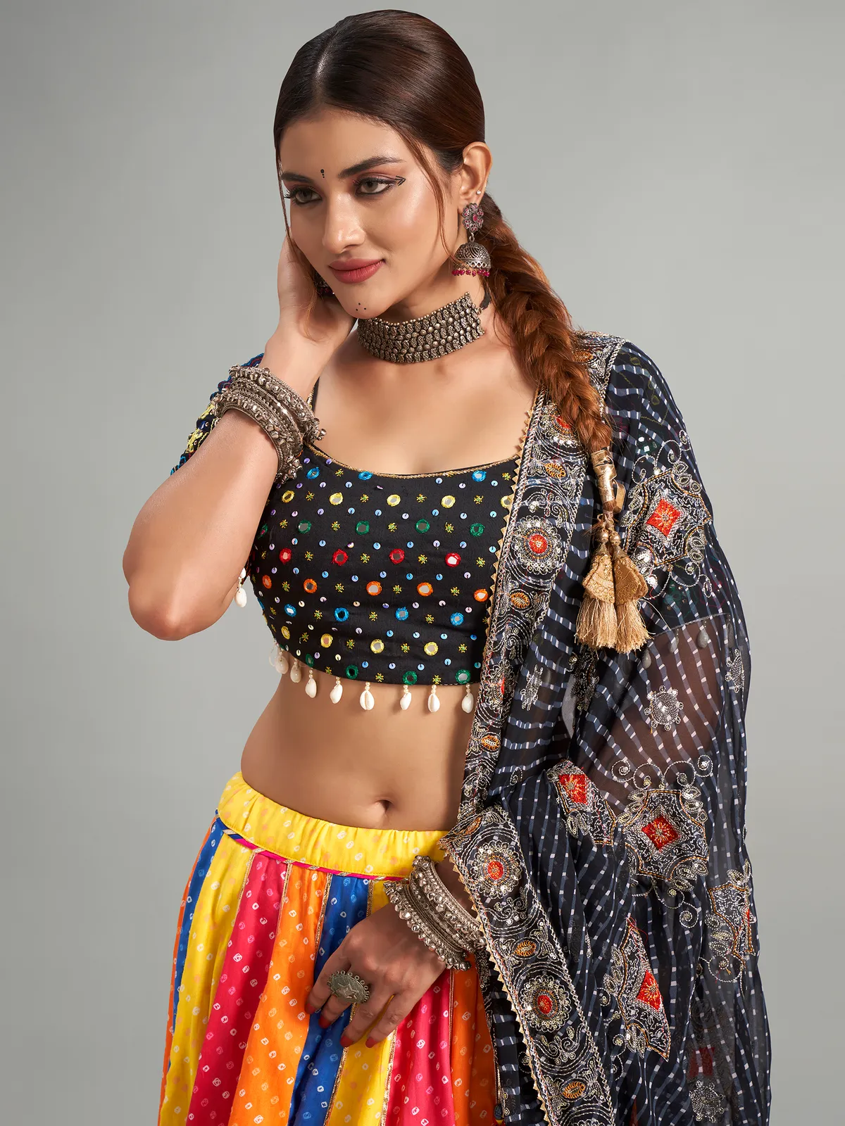 Choli Patterns in Mirror Work and Colorful Thread