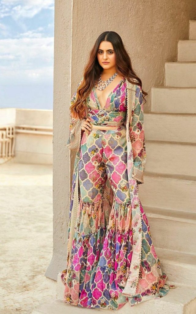 Bohemian-looking Printed Sharara Suit