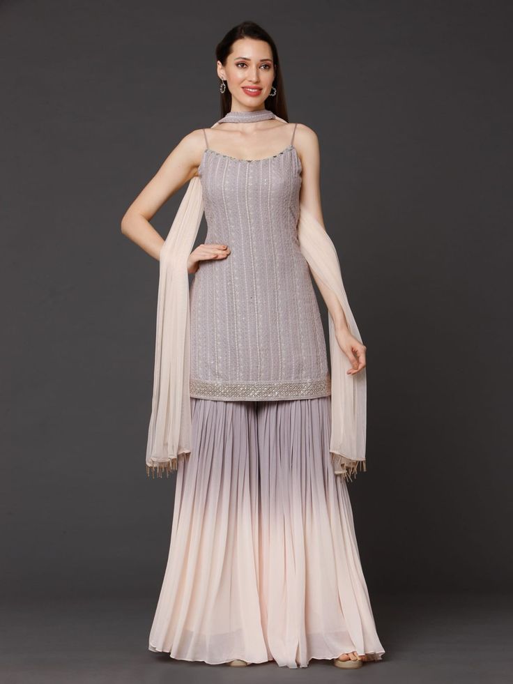 Sharara Suit with Small Mirror Design