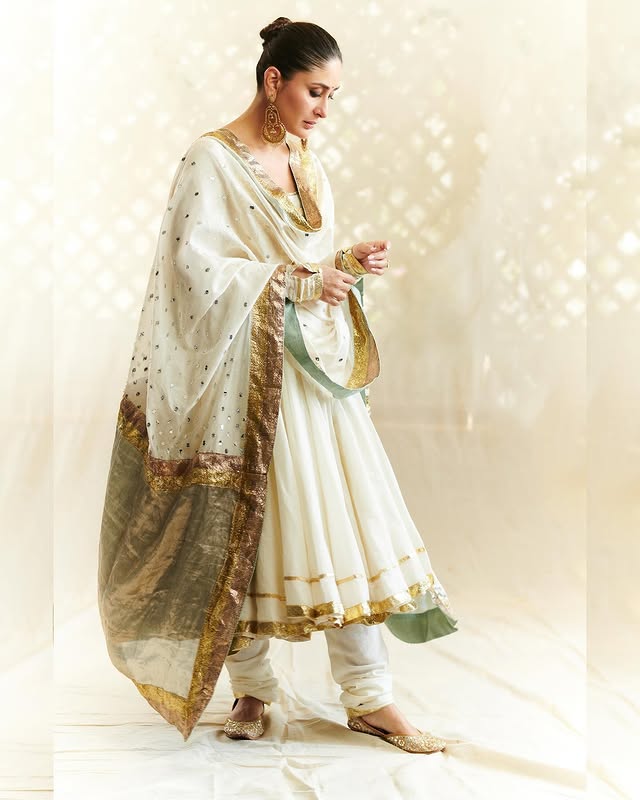 Ivory with a Bold Dupatta