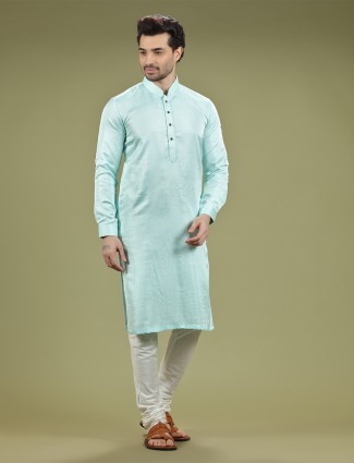 Trendy aqua silk kurta suit