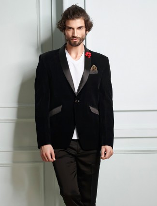 Black velvet fabric party wear blazer