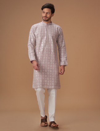 Classy mauve purple georgette kurta suit