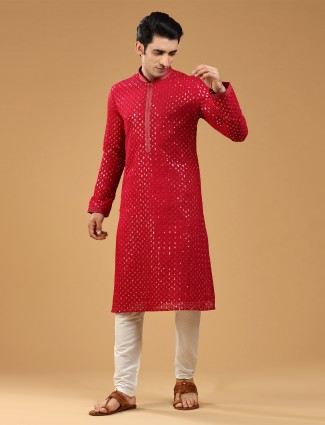 Elegant Red Georgette Kurta Suit