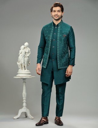 Rama green waistcoat set in silk