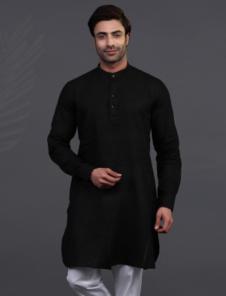 Black Linen Kurta for Festive