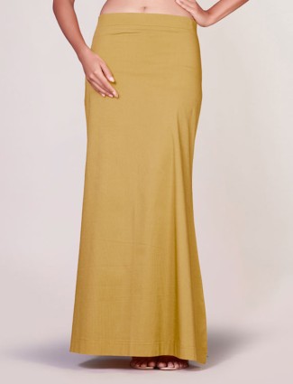 Gold color plain saree shapewear