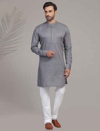 Latest grey cotton kurta suit for festive