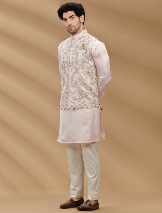 Comfortable light pink waistcoat set for weddings