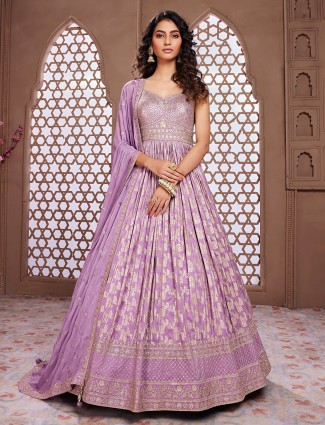 Lilac purple georgette anarkali suit