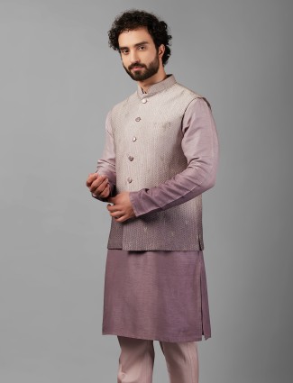 Silk mauve purple shaded waistcoat set