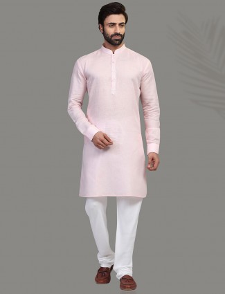Festive wear pink cotton kurta suit