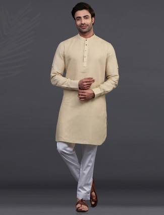 Linen kurta suit in beige