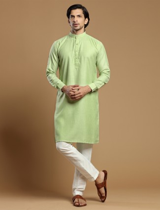 Pista green Cotton Kurta Sets for Festive