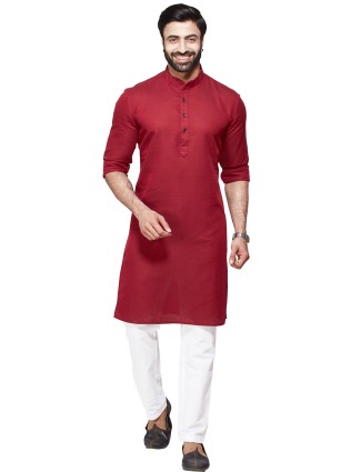 Maroon cotton plain kurta suit for festive