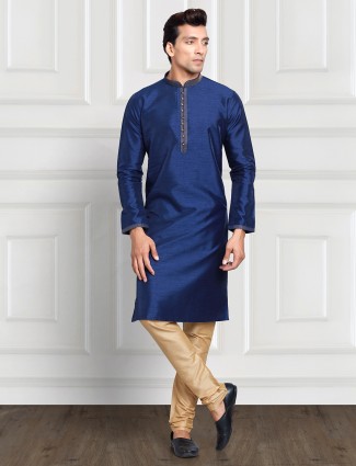 Fabulous navy cotton silk kurta suit