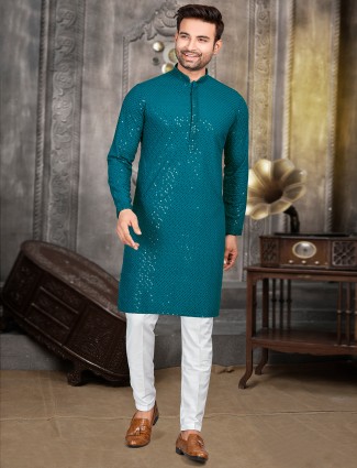Classy rama blue embroidery kurta suit