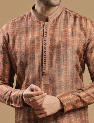 Festive wear rust orange silk kurta suit