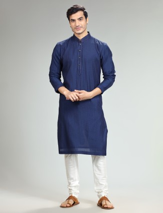 Dark blue silk kurta suit for festive