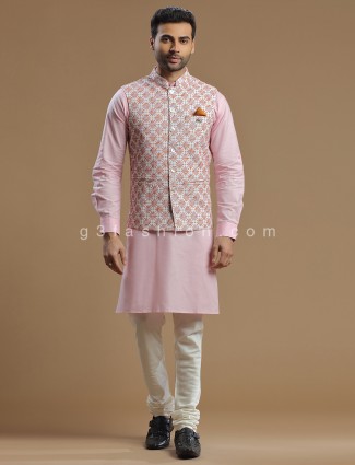 Pink Silk Waistcoat Set for Weddings