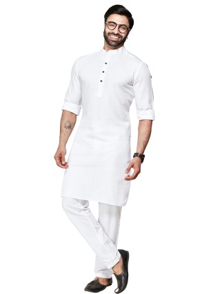 Classic white kurta suit for festive