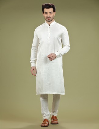 Elegant white silk kurta suit