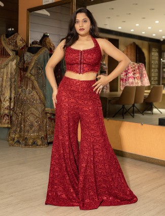 Maroon georgette festive salwar suit