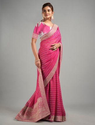 Beautiful rani georgette saree for festive