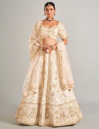 Trendy off-white reception style lehenga choli