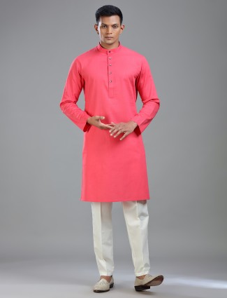 Dark pink classic kurta suit with matching bottom