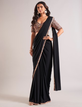 Black party wear silk saree