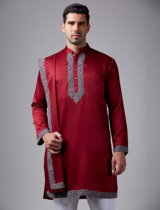 Elegant maroon silk kurta suit