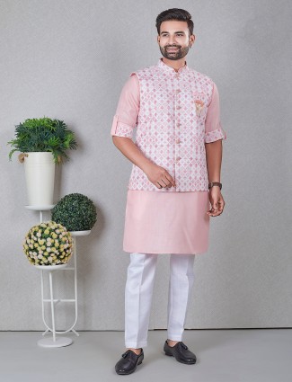 Stunning silk light pink waistcoat set