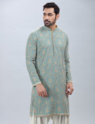 Aqua georgette kurta suit with matching 