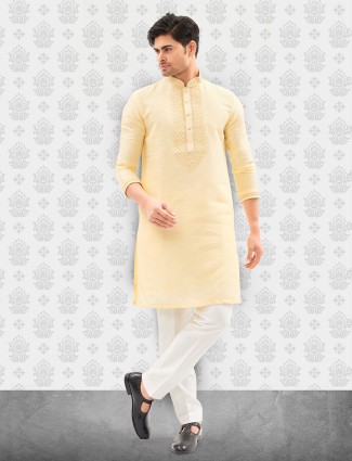 lime cotton kurta suit for men