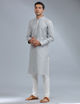 Stunning grey silk kurta pajama