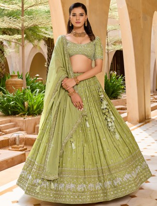 Light green silk lehenga choli