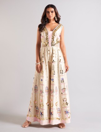 Onion pink lycra designer indo-western suit