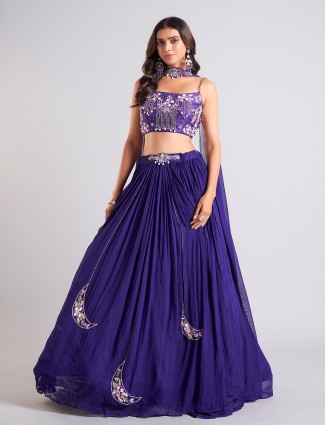 Gorgeous dark purple lahenga choli for wedding