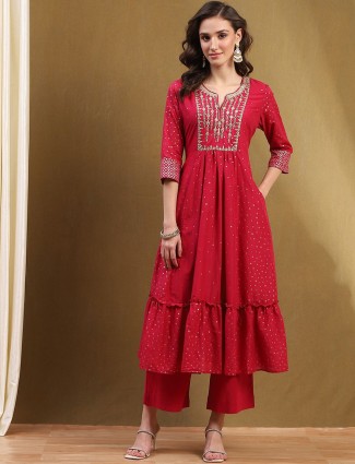 BIBA red silk kurti in heavy work