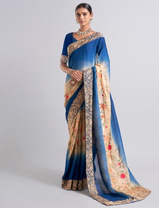 Golden radiance tissue silk saree with royal embellishments